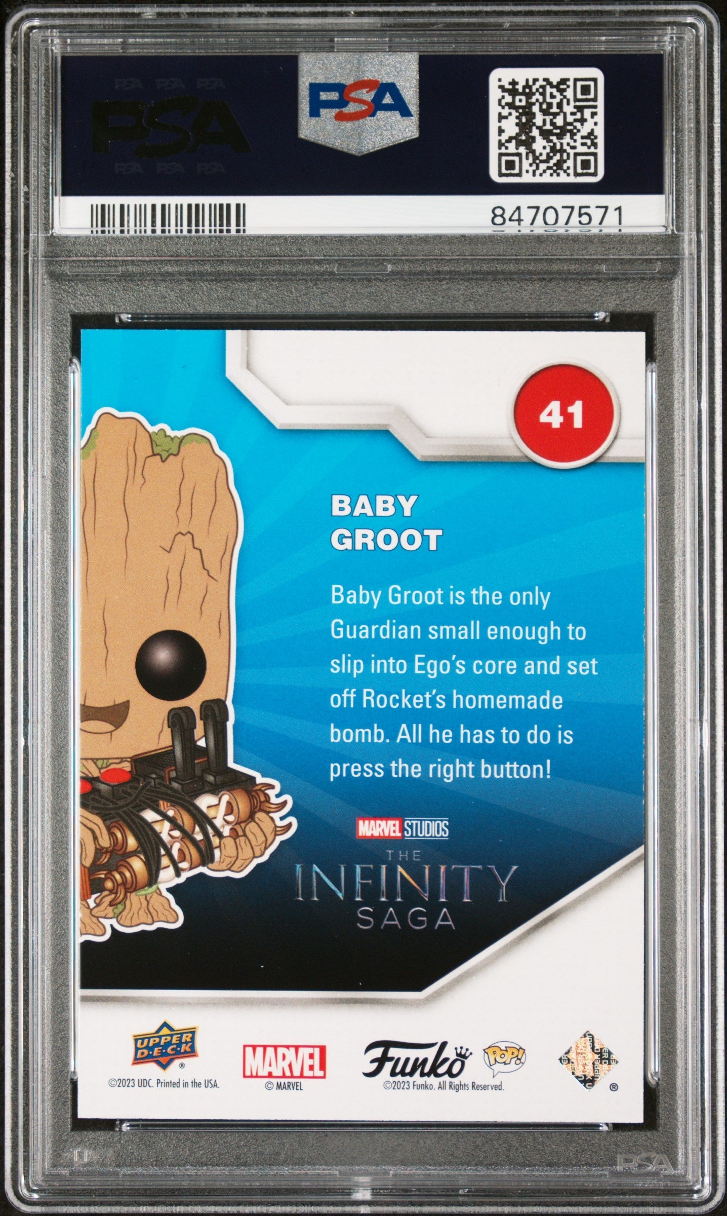 2023 UPPER DECK FUNKO POP MARVEL BABY GROOT PATINA #41 PSA 10