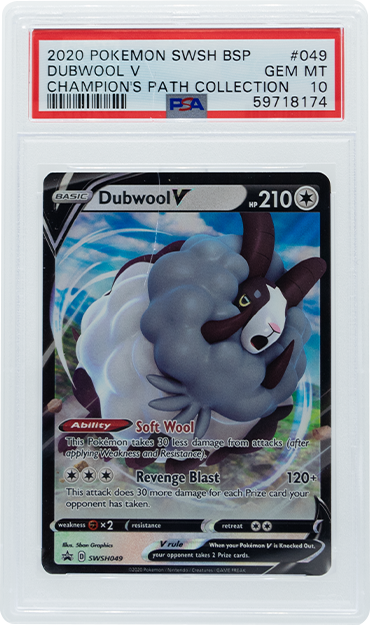 2020 POKEMON SWSH BLACK STAR PROMO DUBWOOL V #49 PSA 10