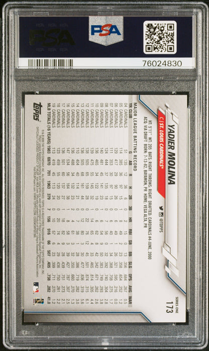 2020 TOPPS YADIER MOLINA  #173 - PSA 10