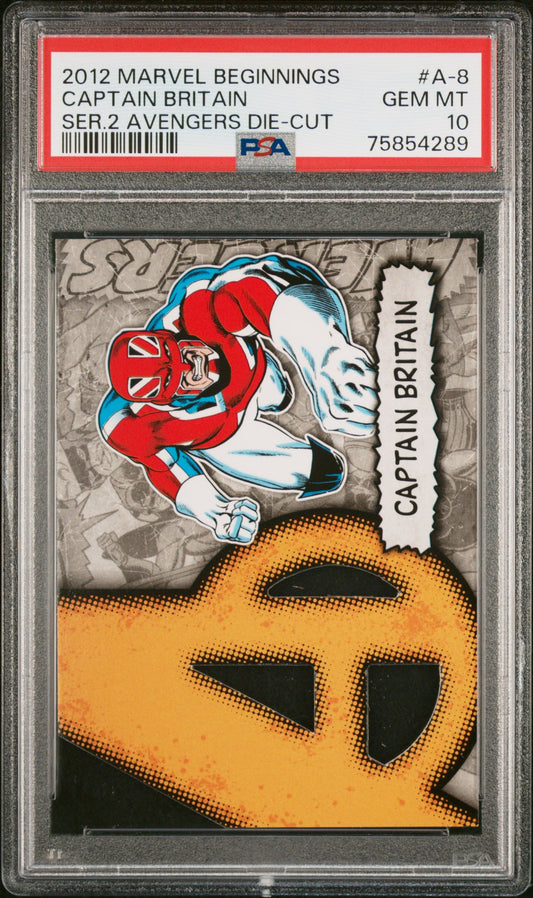 2012 MARVEL BEGINNINGS SERIES 2 AVENGERS DIE-CUT CAPTAIN BRITAIN #A-8 - PSA 10