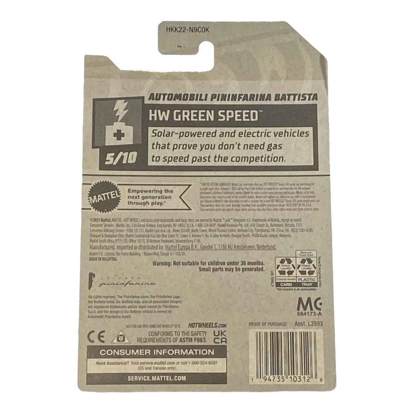 Hot Wheels Automobili Pininfarina Battista - Green Speed Series 5/10