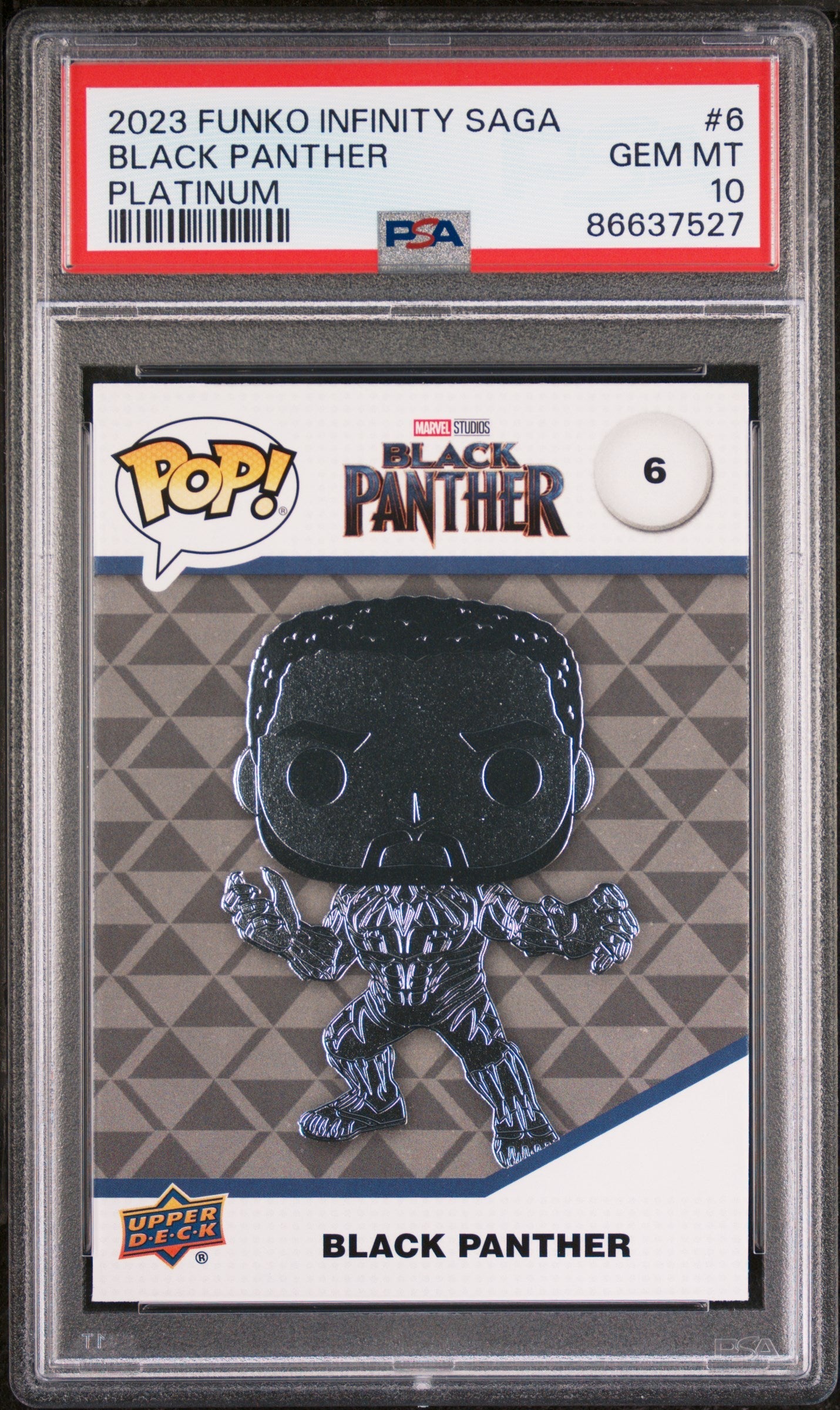 2023 UPPER DECK FUNKO POP MARVEL  BLACK PANTHER PLATINUM #6  PSA 10