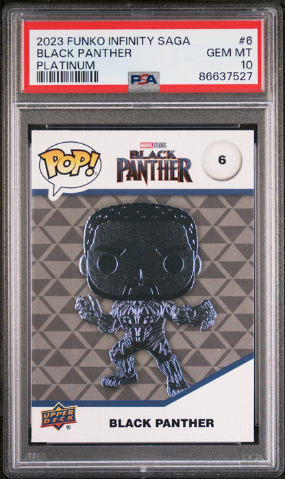 2023 UPPER DECK FUNKO POP MARVEL  BLACK PANTHER PLATINUM #6  PSA 10