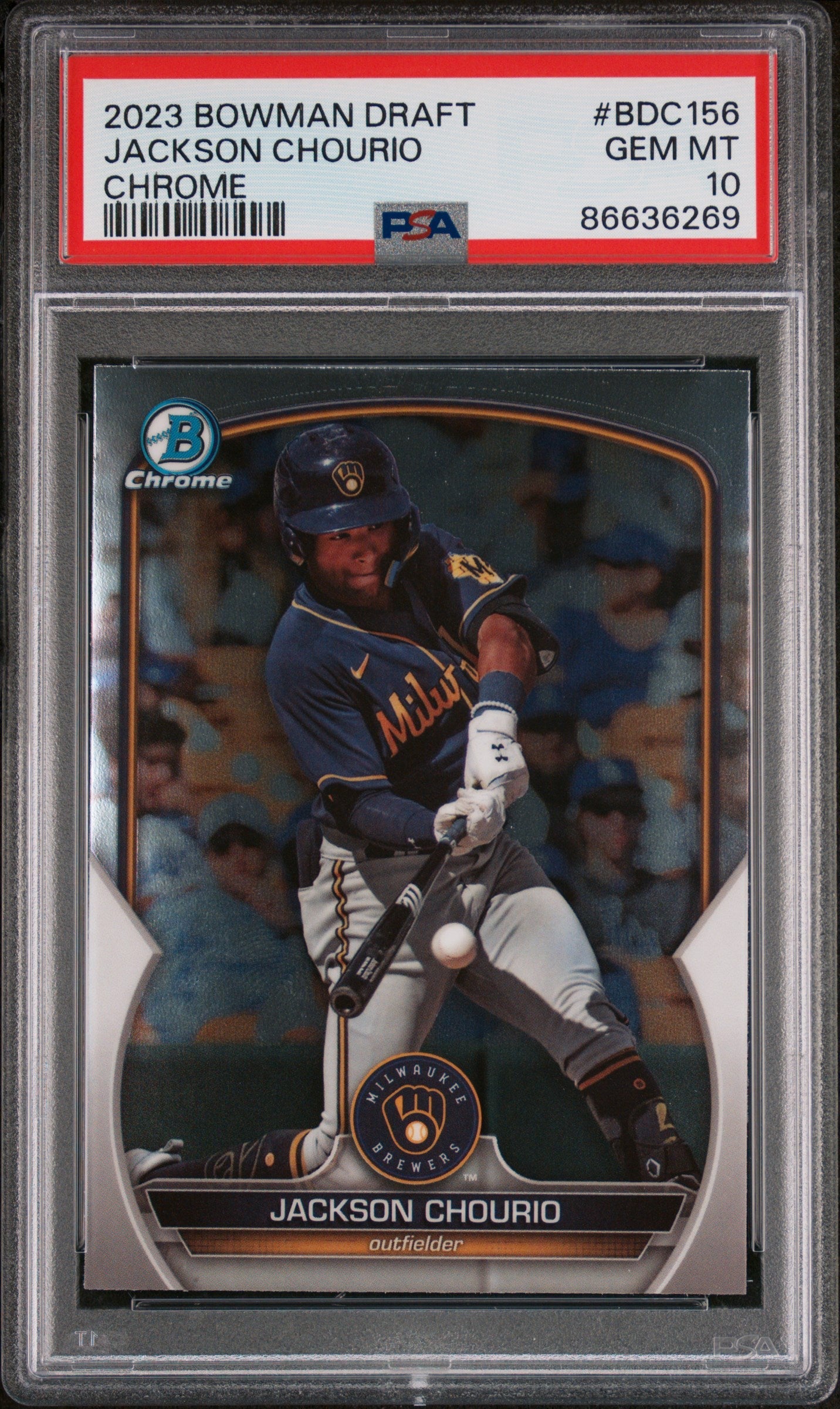 2023 BOWMAN DRAFT JACKSON CHOURIO CHROME #BDC156 - PSA 10