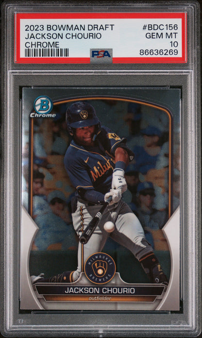 2023 BOWMAN DRAFT JACKSON CHOURIO CHROME #BDC156 - PSA 10