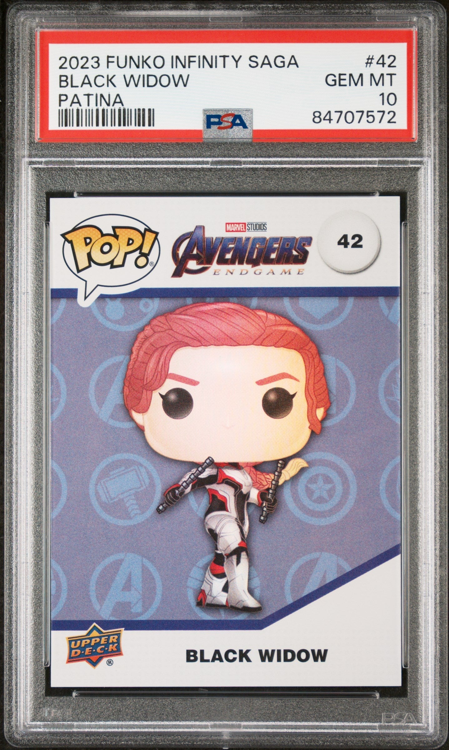 2023 UPPER DECK FUNKO POP MARVEL  BLACK WIDOW PATINA #42  PSA 10
