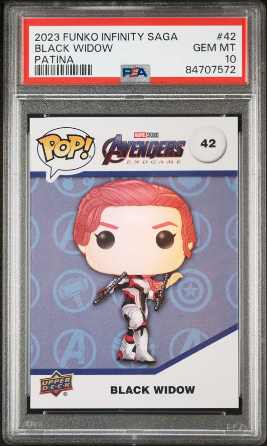 2023 UPPER DECK FUNKO POP MARVEL  BLACK WIDOW PATINA #42  PSA 10