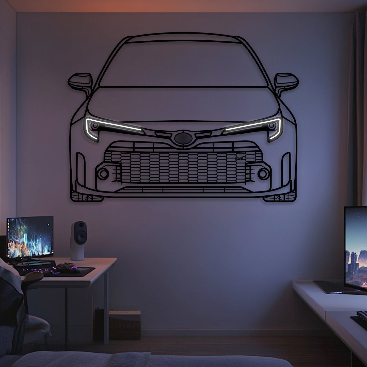 2024 GR Corolla Front View Metal Neon Car Wall Art -MTN0252