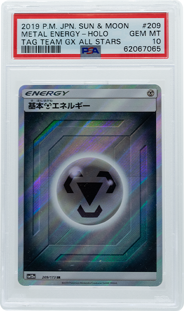 2019 POKEMON JAPANESE TAG TEAM GX ALL STARS METAL ENERGY-HOLO #209 PSA 10
