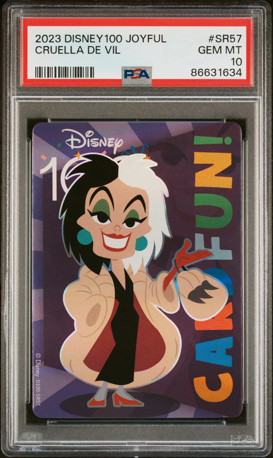 2023 CARD FUN DISNEY 100 JOYFUL CRUELLA DE VIL SR57 PSA 10