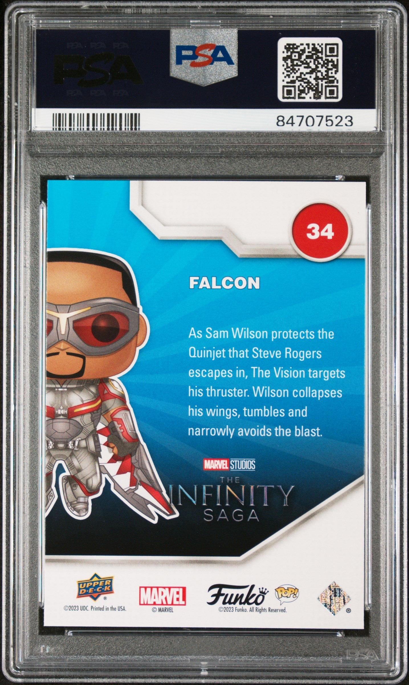 2023 UPPER DECK FUNKO POP MARVEL  FALCON PLATINUM #34  PSA 10
