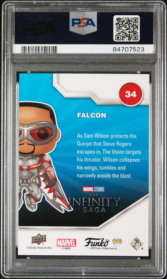 2023 UPPER DECK FUNKO POP MARVEL  FALCON PLATINUM #34  PSA 10