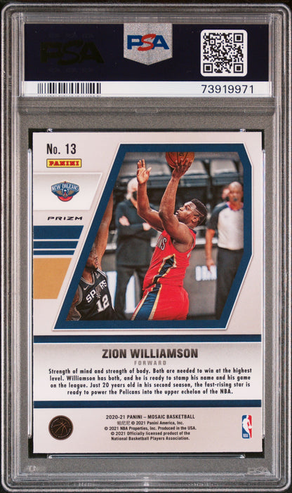 2020 PANINI MOSAIC WILL TO WIN ZION WILLIAMSON GREEN MOSAIC #13 - PSA 10