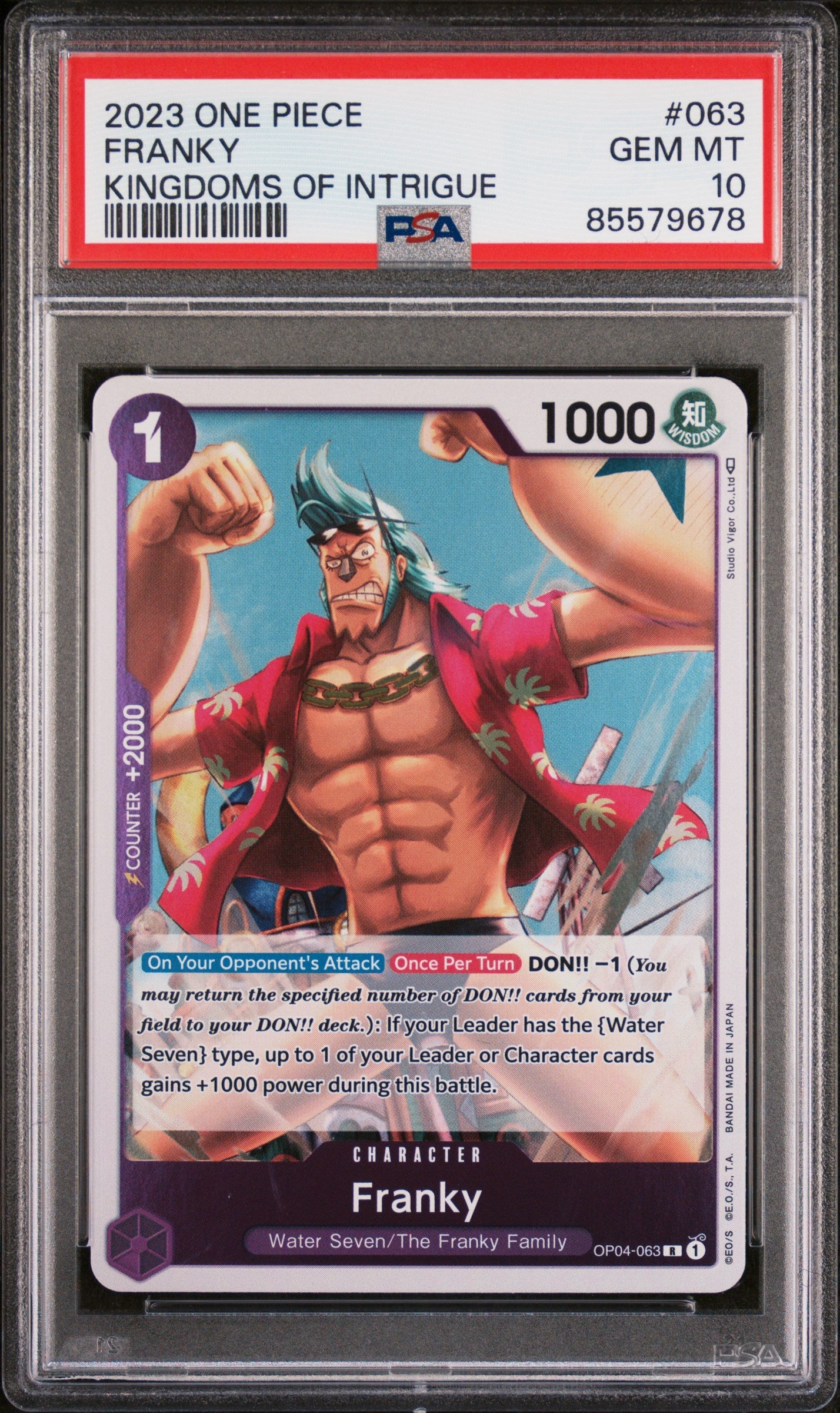2023 ONE PIECE KINGDOMS OF INTRIGUE FRANKY #63 - PSA GEM MT 10