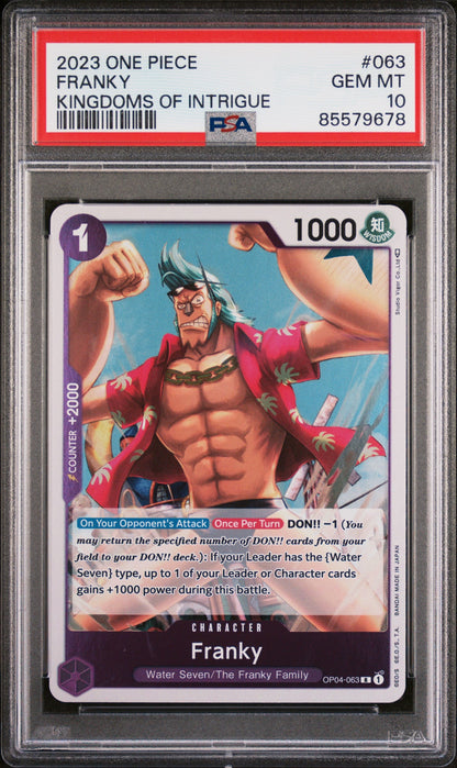 2023 ONE PIECE KINGDOMS OF INTRIGUE FRANKY #63 - PSA GEM MT 10