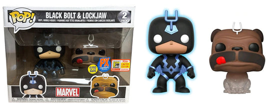 Black Bolt (Glow in the Dark) & Lockjaw (Teleporting, Two Stickers) 2-pk - 2018 SDCC/Previews Exclusive