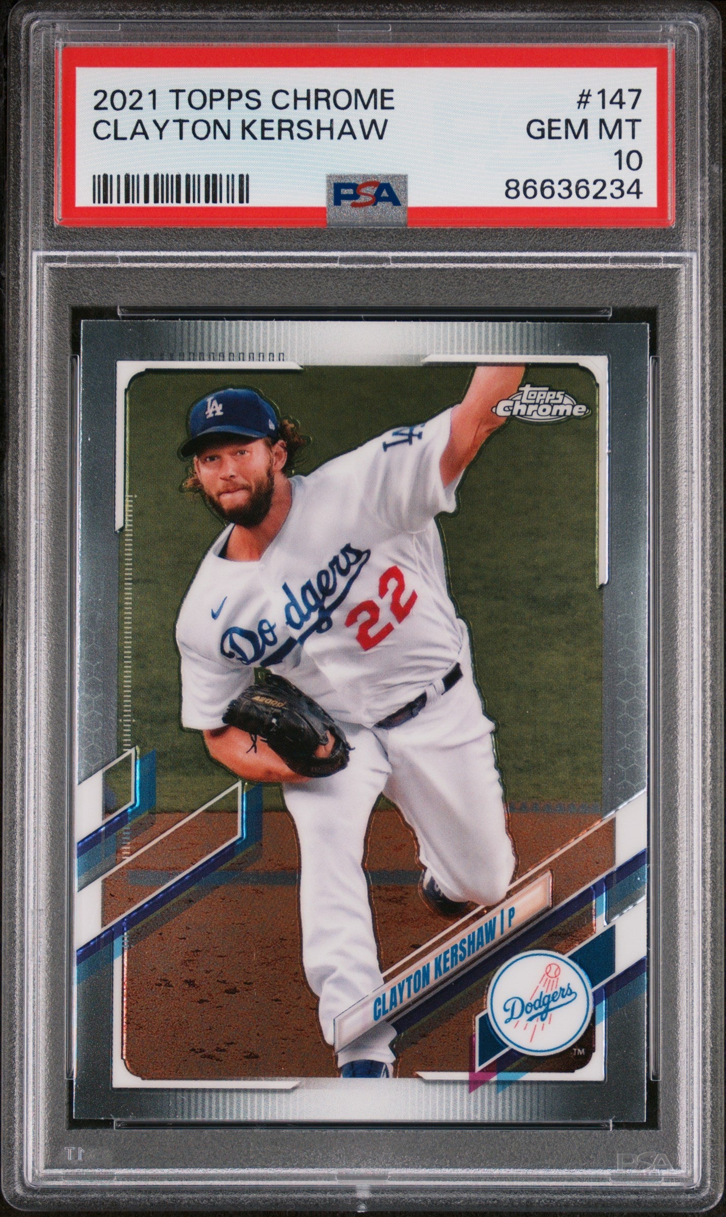 2021 TOPPS CHROME CLAYTON KERSHAW  #147 - PSA 10