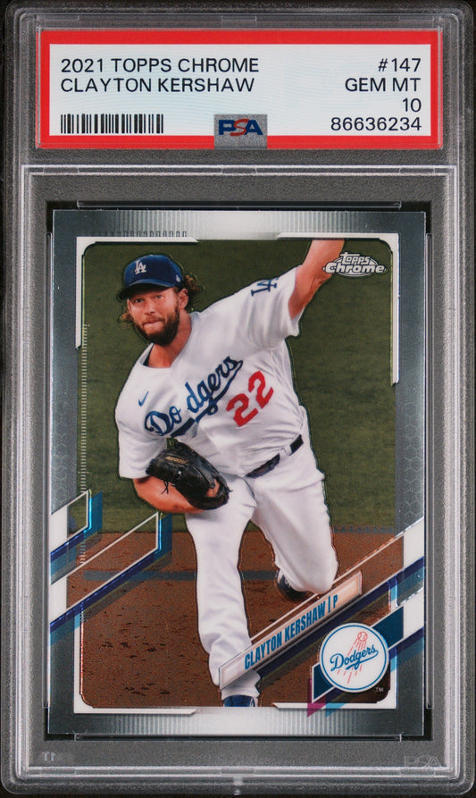 2021 TOPPS CHROME CLAYTON KERSHAW  #147 - PSA 10