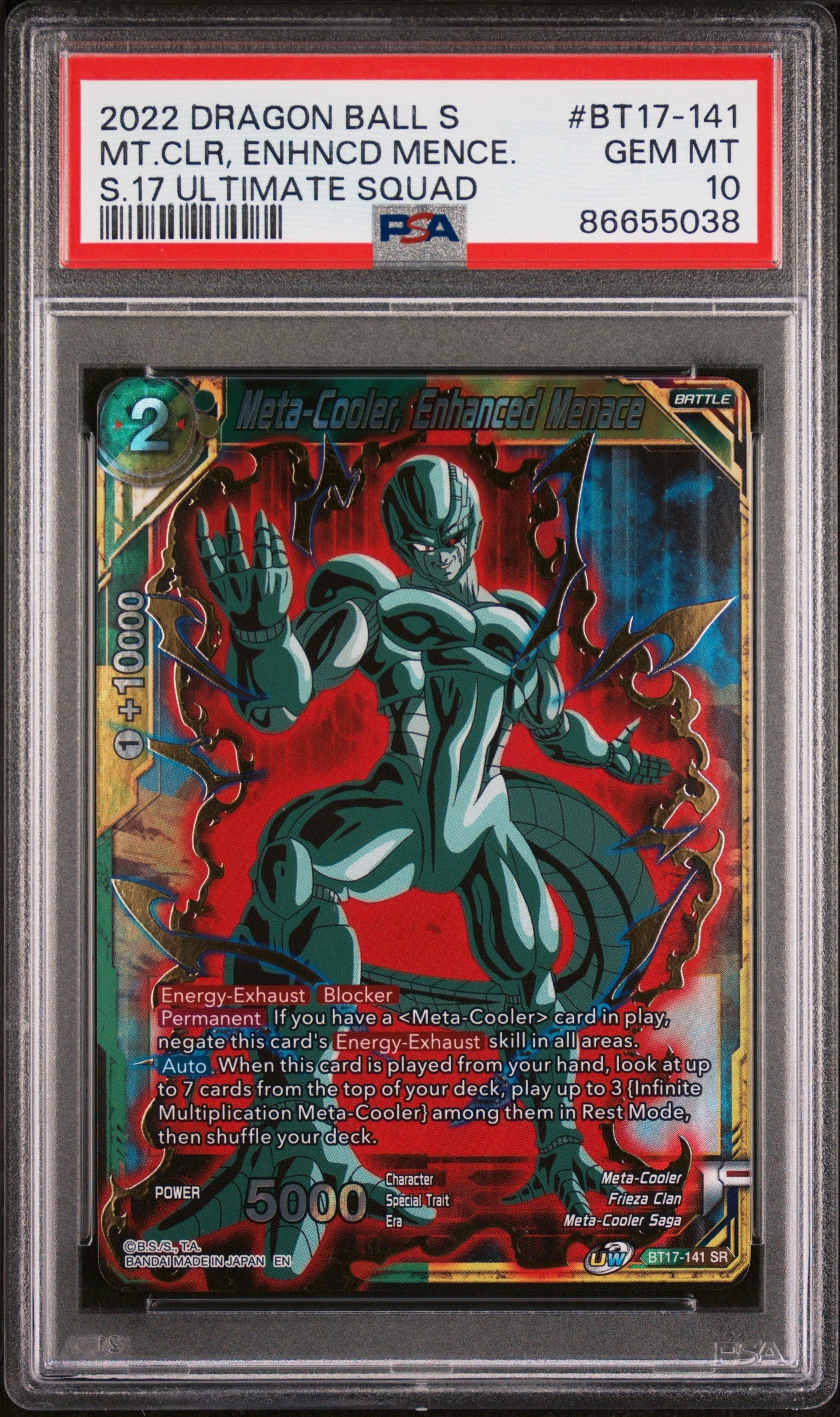 2022 DRAGON BALL SUPER ULTIMATE SQUAD META-COOLER, MENACE #BT17-141 - PSA 10