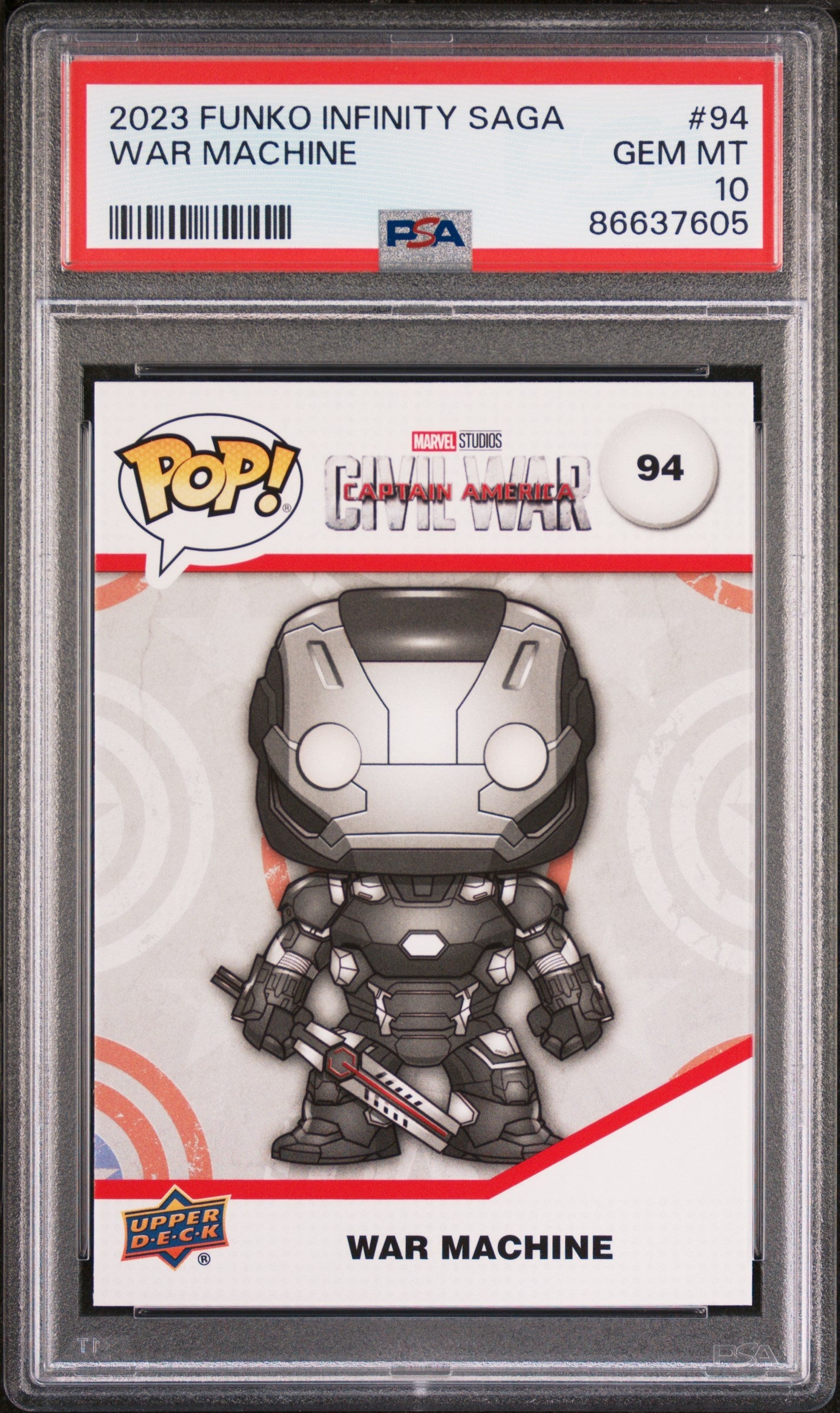 2023 UPPER DECK FUNKO POP MARVEL  WAR MACHINE  #94  PSA 10