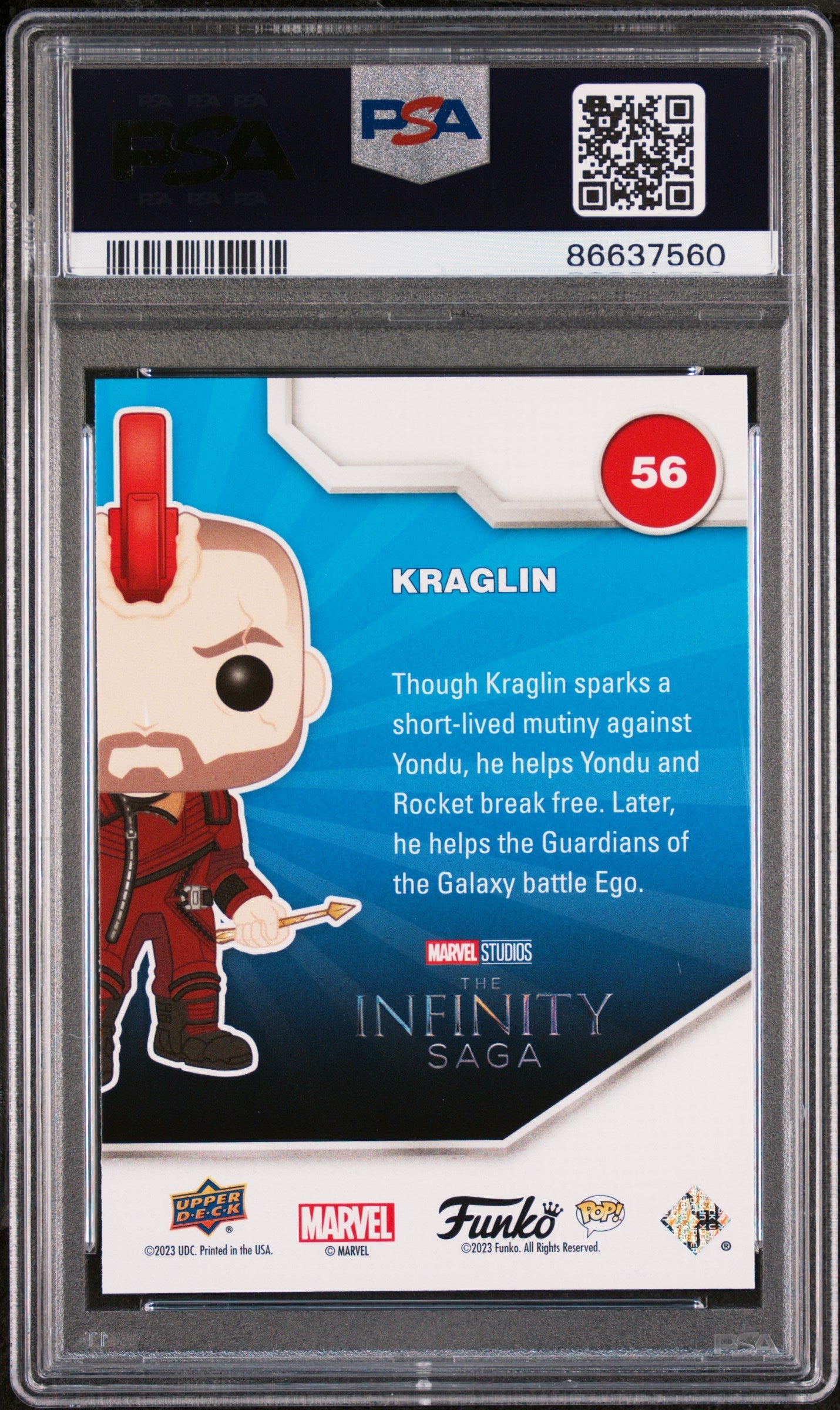 2023 UPPER DECK FUNKO POP MARVEL  KRAGLIN GOLD #56  PSA 10