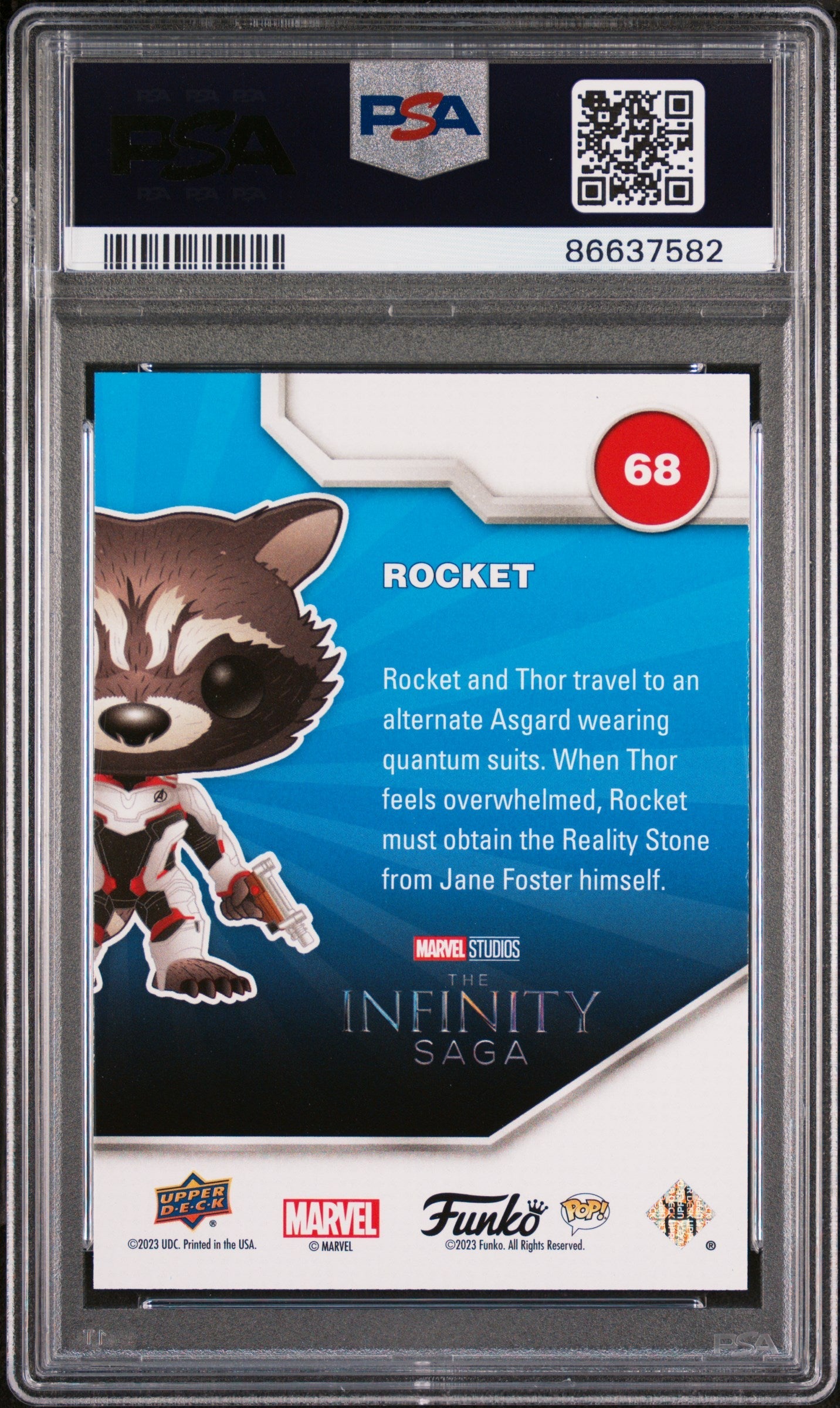 2023 UPPER DECK FUNKO POP MARVEL  ROCKET PATINA #68  PSA 10