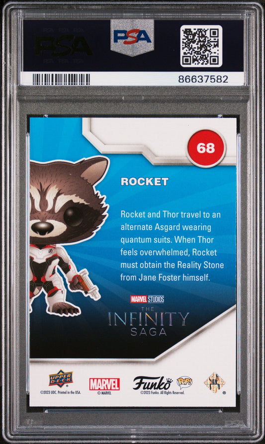 2023 UPPER DECK FUNKO POP MARVEL  ROCKET PATINA #68  PSA 10