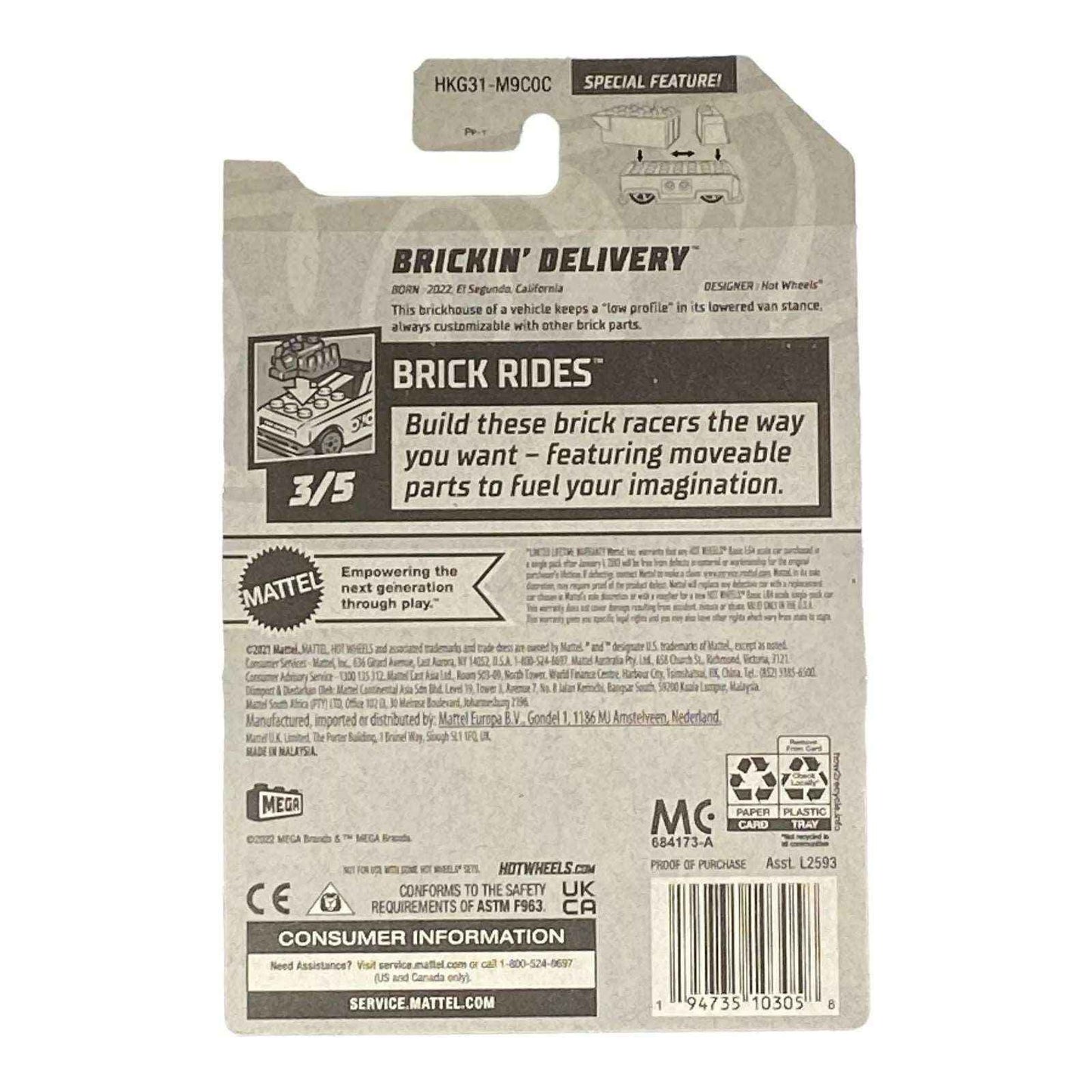 Hot Wheels Brickin' Delivery - Brick Rides Series 3/5