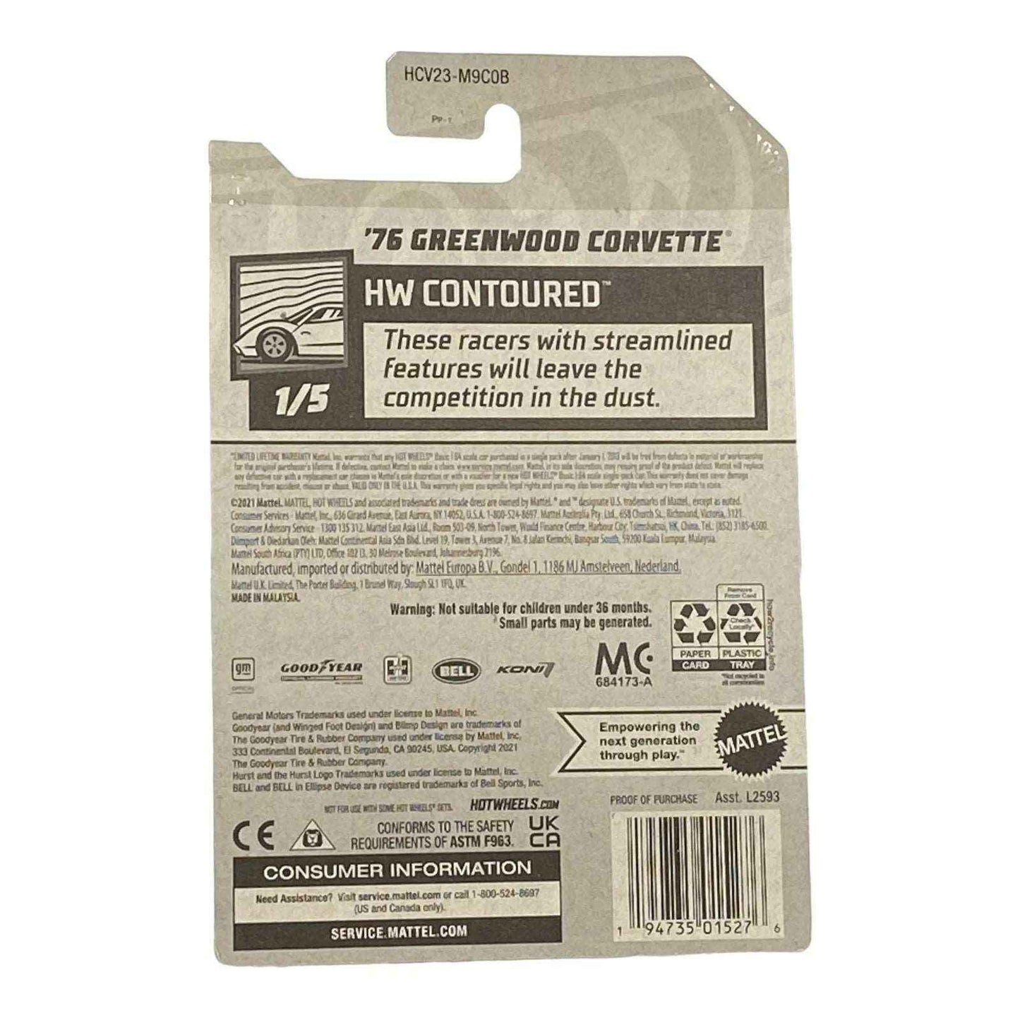 Hot Wheels '76 Greenwood Corvette - Contoured Series 1/5