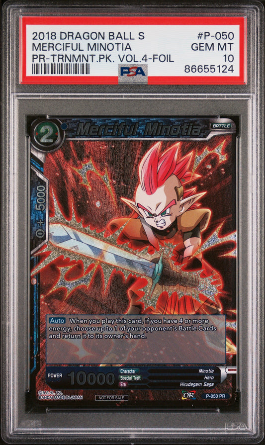 2018 DRAGON BALL SUPER MERCIFUL MINOTIA #P-050 - PSA 10
