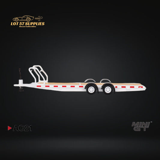 Mini-GT Car Hauler Trailer White #AC21 1:64 MGTAC21