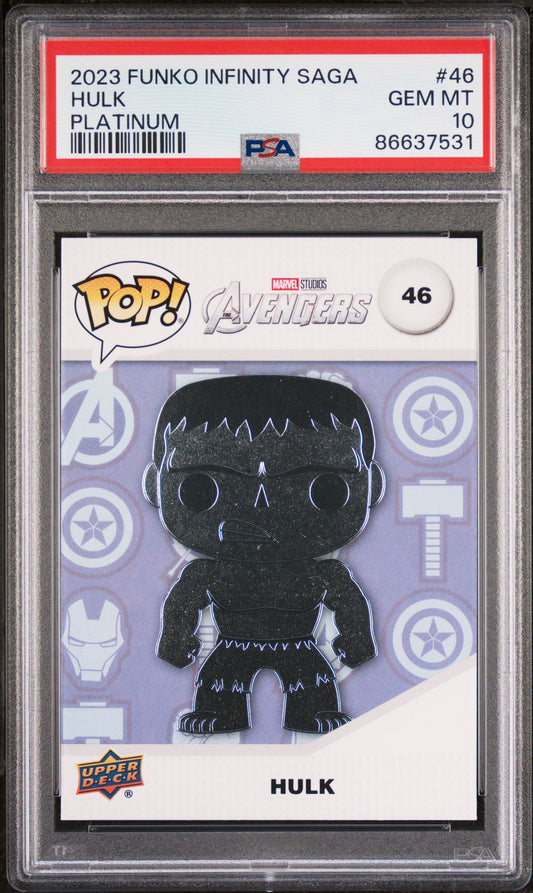 2023 UPPER DECK FUNKO POP MARVEL  HULK PLATINUM #46  PSA 10