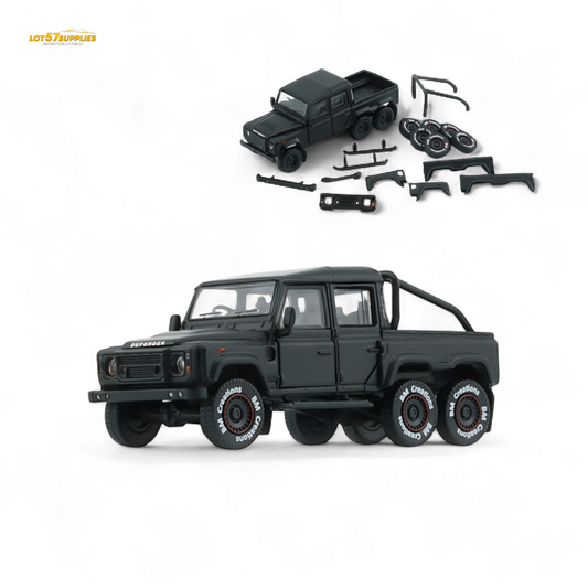 BM Creations 2016 Land Rover Defender 110 Pick Up 6x6 Off Road Matte Blk RHD 1:64