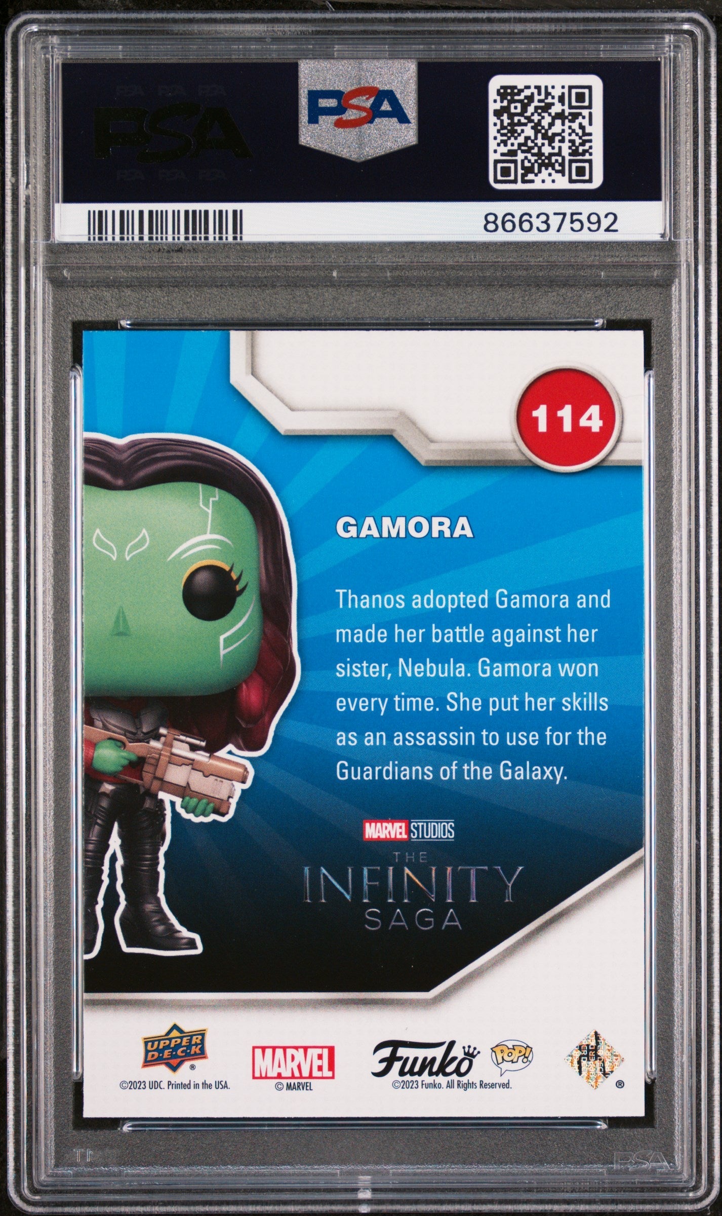 2023 UPPER DECK FUNKO POP MARVEL  GAMORA  #114  PSA 10