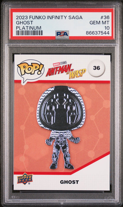 2023 UPPER DECK FUNKO POP MARVEL  GHOST PLATINUM #36  PSA 10