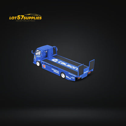 MicroTurbo HINO 300 Custom Truck Flatbed  Blue Calsonic Livery 1:64