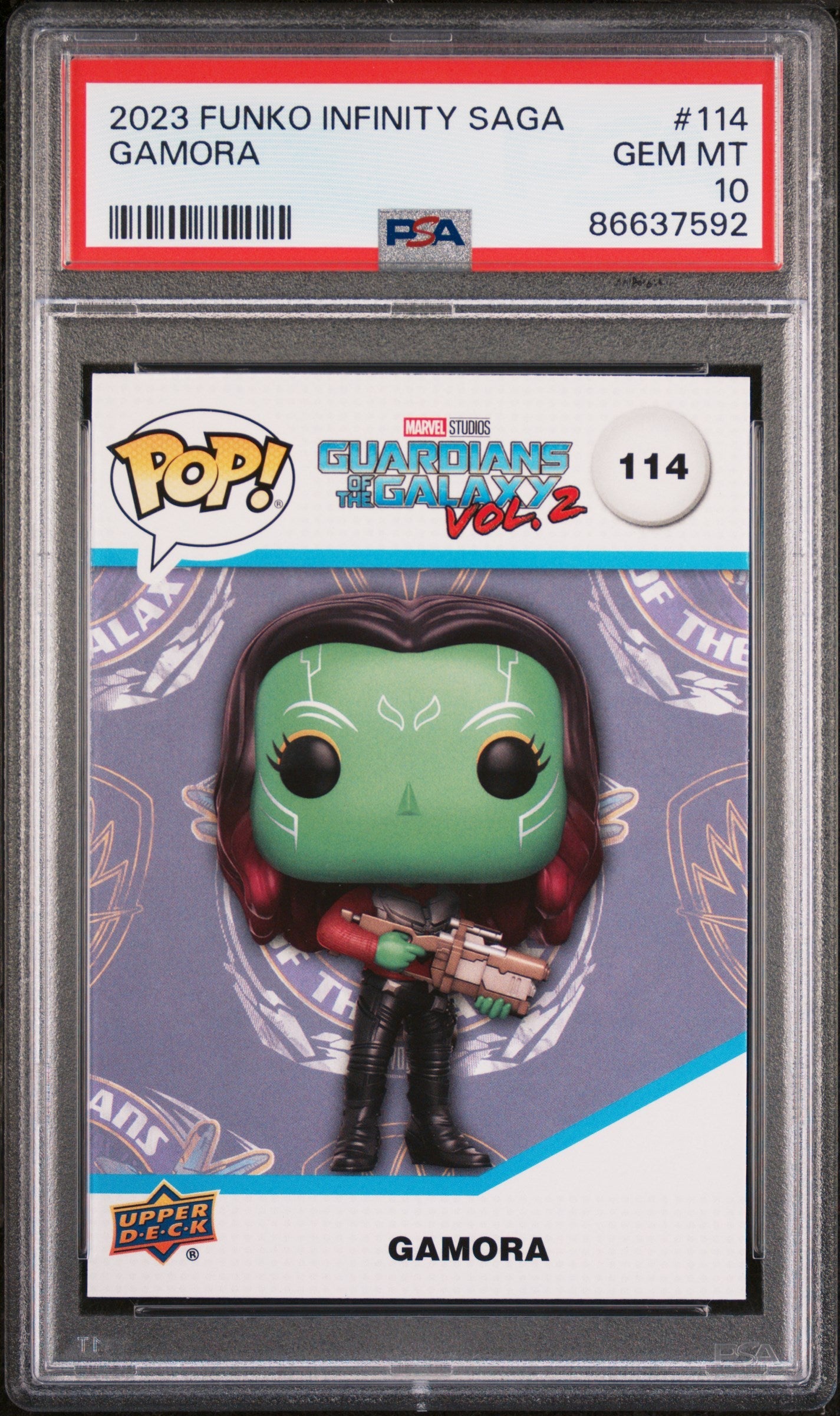 2023 UPPER DECK FUNKO POP MARVEL  GAMORA  #114  PSA 10