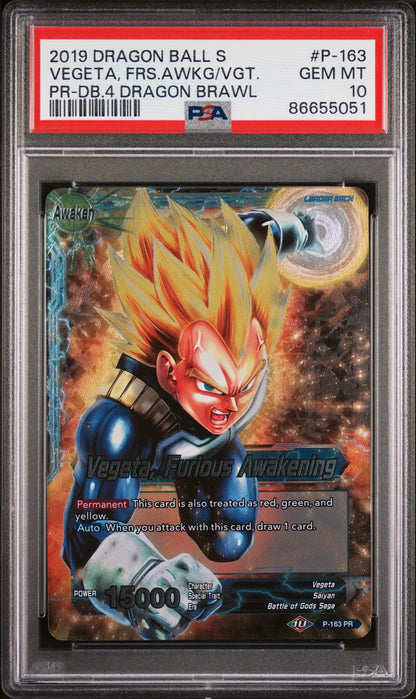 2019 DRAGON BALL SUPER 4 DRAGON BRAWL VEGETA, FRS AWAKENING #P-163 - PSA 10
