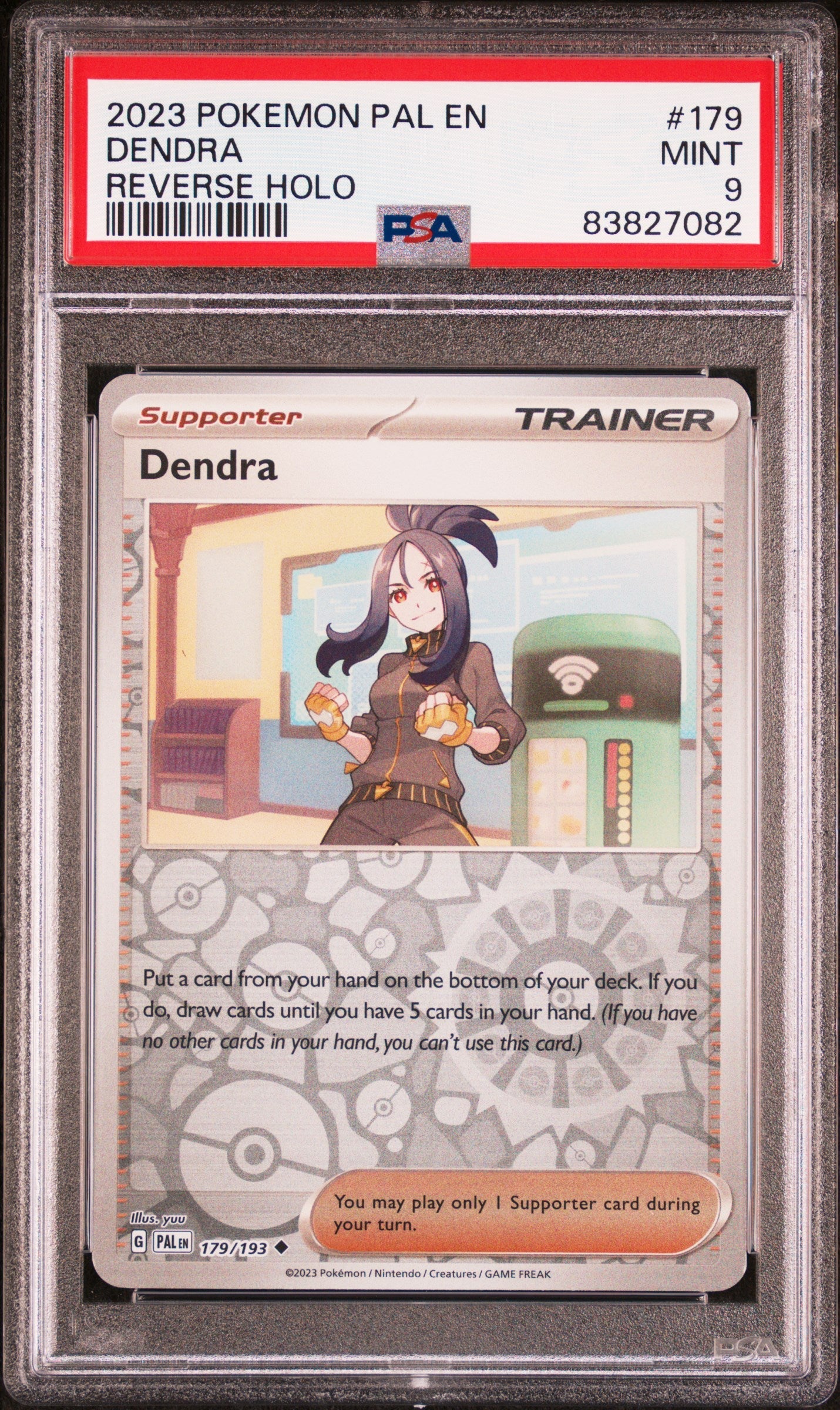 2023 POKEMON PAL EN-PALDEA EVOLVED DENDRA REVERSE HOLO #179 PSA 9