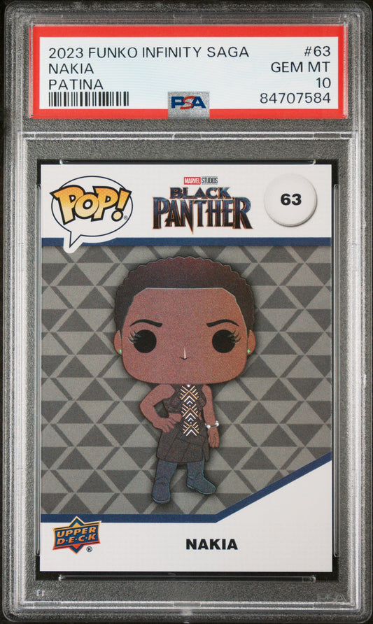 2023 UPPER DECK FUNKO POP MARVEL  NAKIA PATINA #63  PSA 10