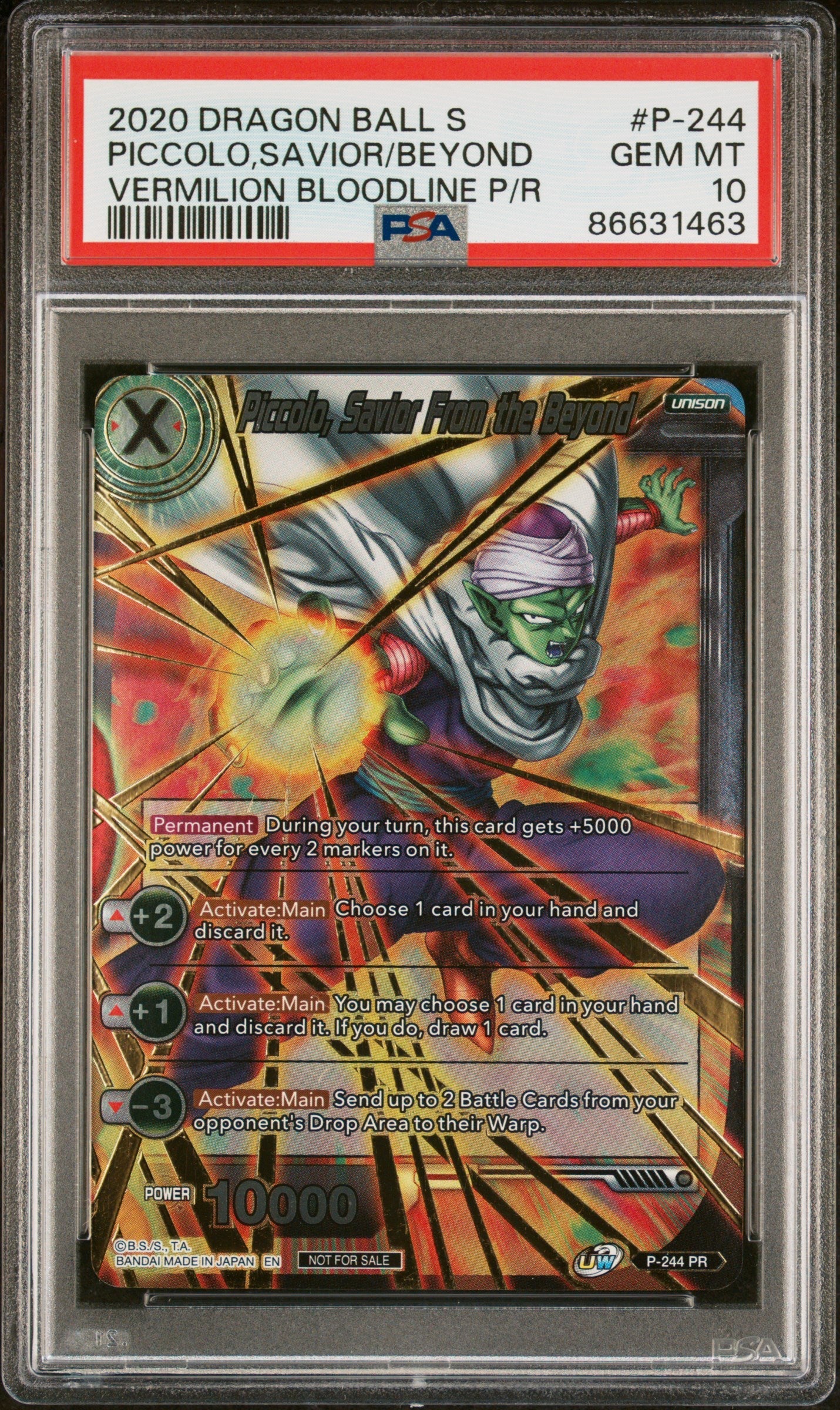 2020 DRAGON BALL SUPER UNISON WARRIOR  PICCOLO, SAVIOR/BYND #P-244 - PSA 10