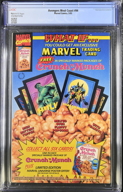 Avengers West Coast #94 (5/93) Graded CGC 9.6