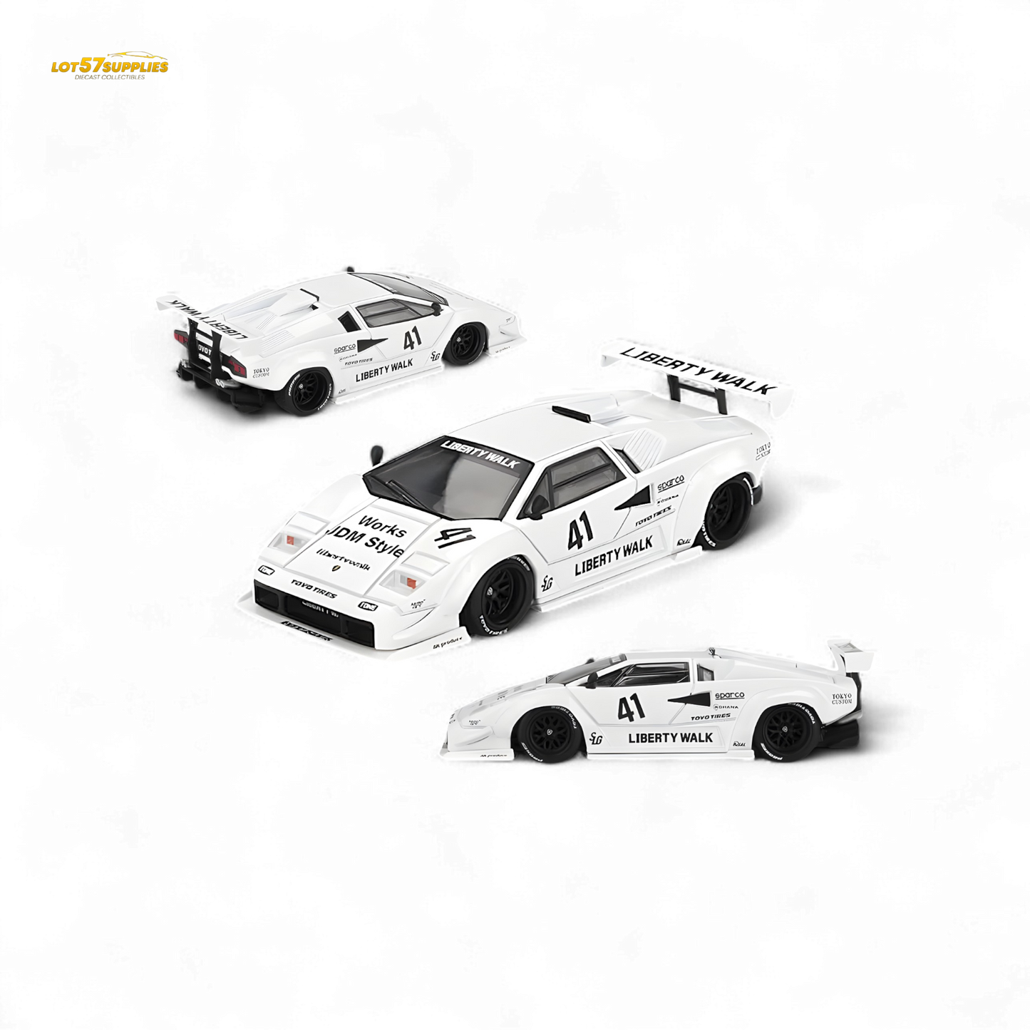 Mini-GT Lamborghini Countach LB-WORKS White 2024 Tokyo Auto Salon 1:64 MGT00966