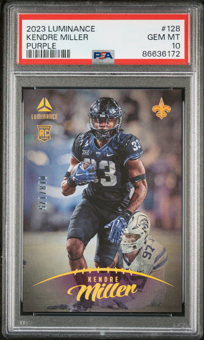 2023 PANINI LUMINANCE KENDRE MILLER PURPLE #128 - PSA 10 ROOKIE CARD