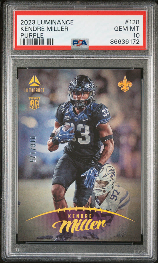 2023 PANINI LUMINANCE KENDRE MILLER PURPLE #128 - PSA 10 ROOKIE CARD