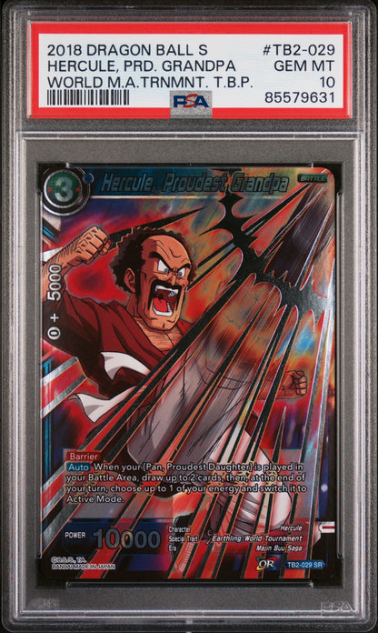 2018 DRAGON BALL SUPER WORLD MARTIAL ARTS HERCULE, PRD. GRANDPA #TB2-029 PSA 10