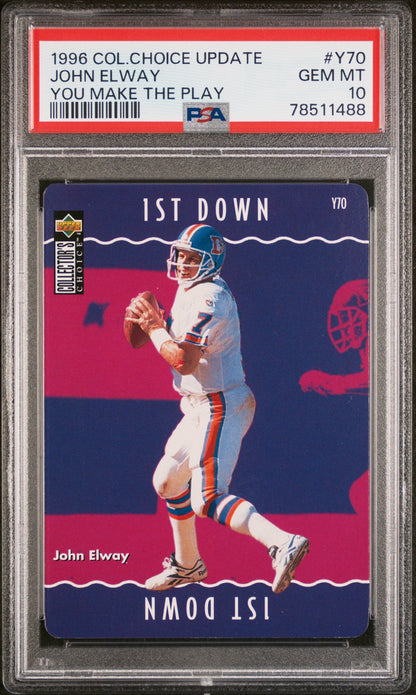 1996 COLLECTOR'S CHOICE UPDATE YOU MAKE THE PLAY JOHN ELWAY #Y70 PSA 10