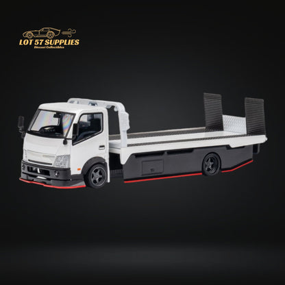 MicroTurbo HINO 300 Custom Flatbed Truck in White 1:64 MT6405A6