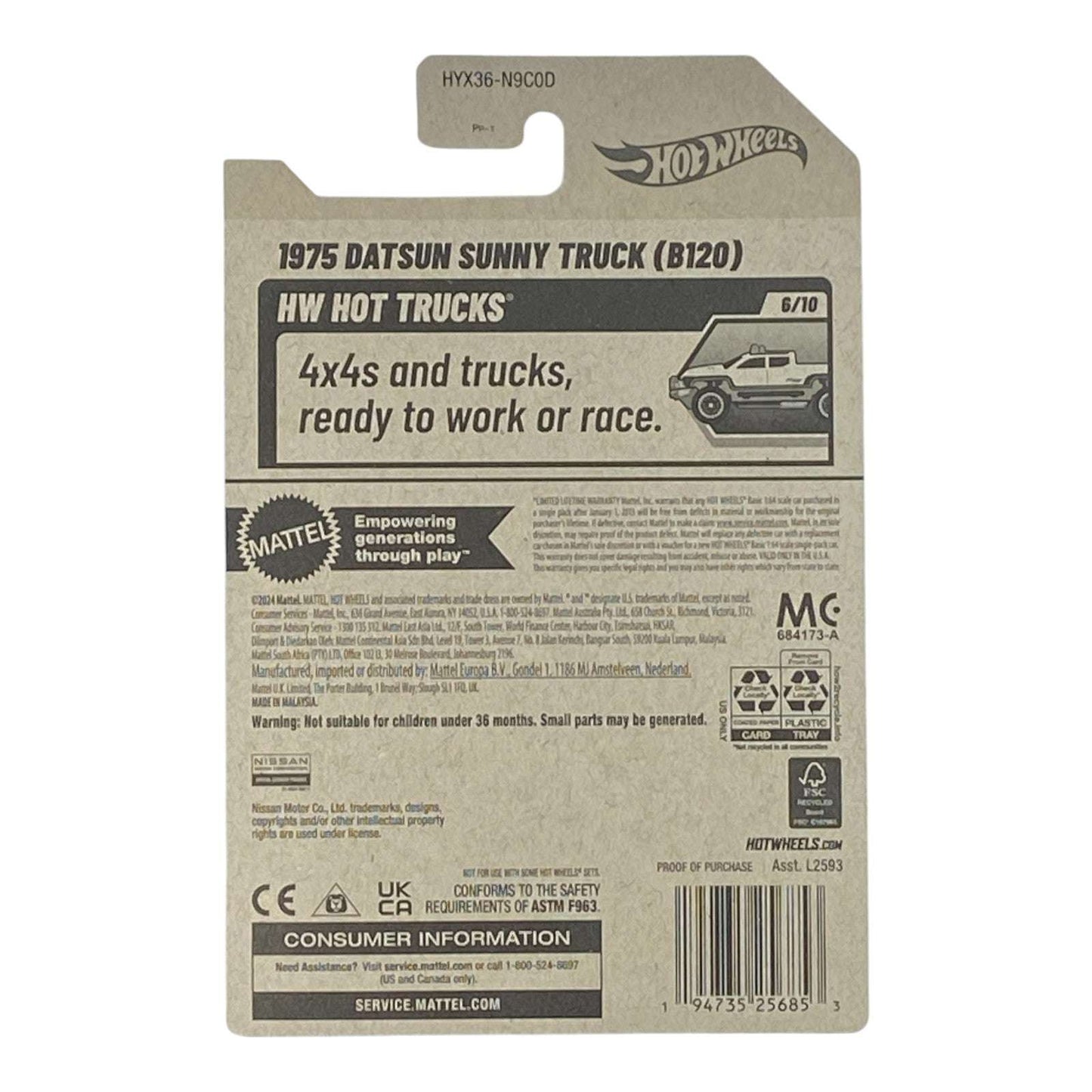 Hot Wheels Datsun Sunny Truck (B120) - HW Hot Trucks Series 6/10