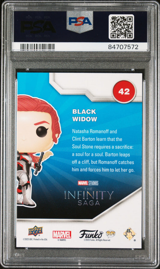 2023 UPPER DECK FUNKO POP MARVEL  BLACK WIDOW PATINA #42  PSA 10